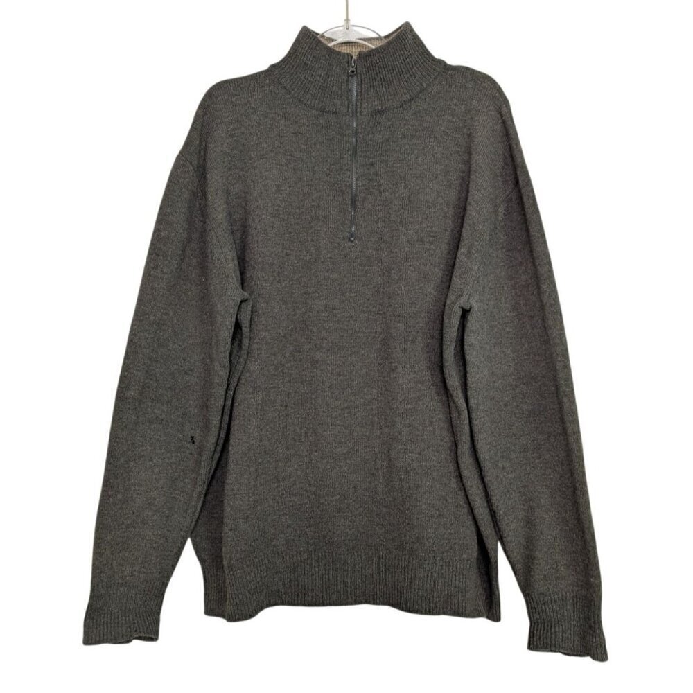 Beretta Lambswool 1/4 Zip Sweater Mens Size XL Dark Green Elbow Patches Pullover